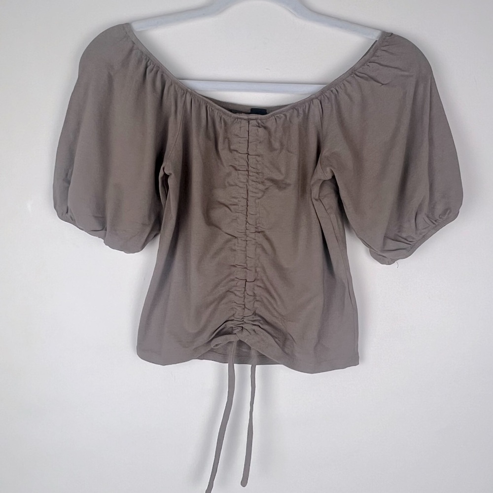Bobi | Y2K Casual Cinched Front Crop Top In Java | XS